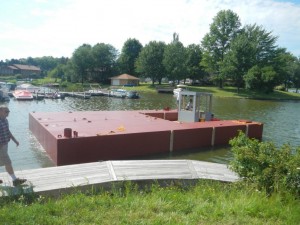 Completed spud barge ready to be moved
