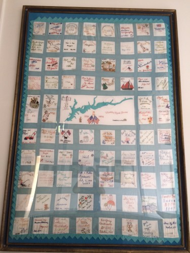 Quilt made for the USA Bicentennial on display at the Clubhouse